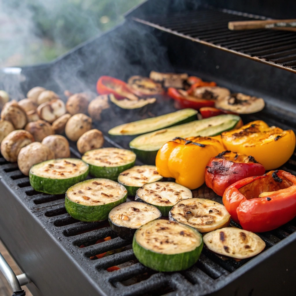 Smoked vegetables on a pellet smoker grill