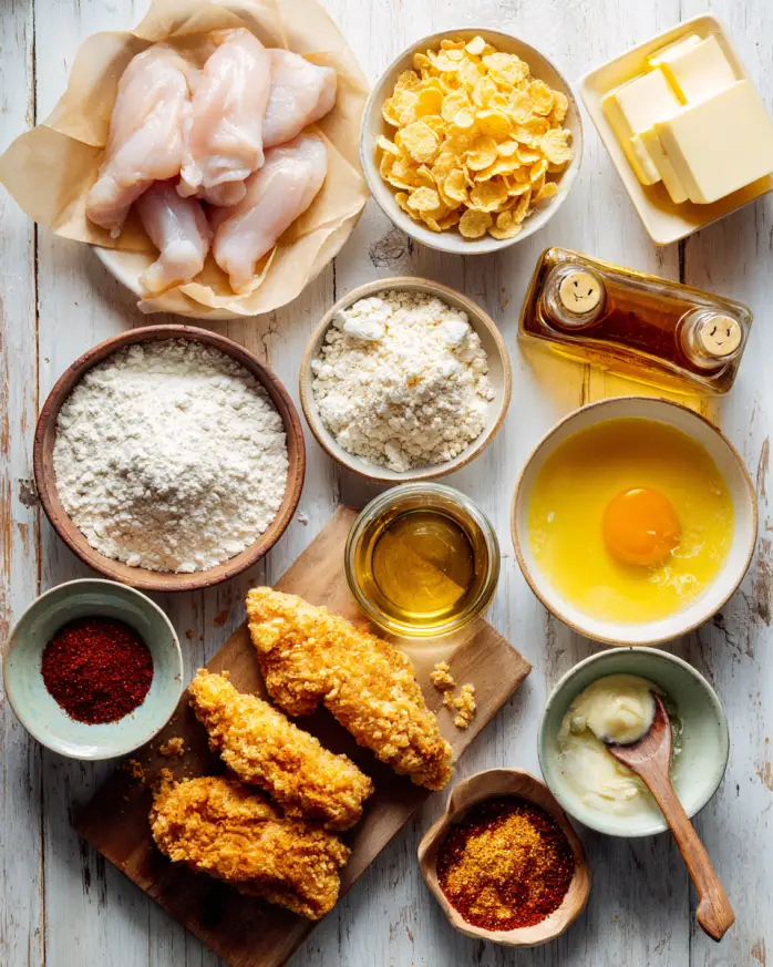 ingredients for homemade crispy chicken crispers compressed